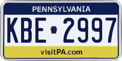 PA license plate KBE2997