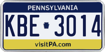 PA license plate KBE3014