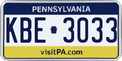 PA license plate KBE3033