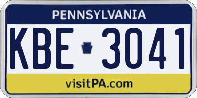 PA license plate KBE3041