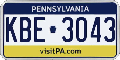 PA license plate KBE3043