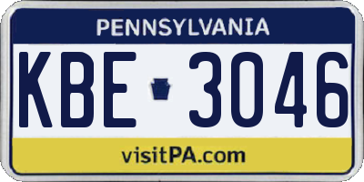 PA license plate KBE3046