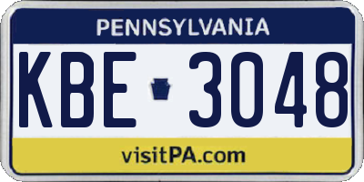 PA license plate KBE3048