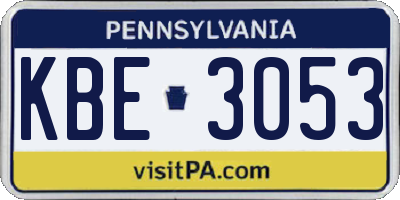 PA license plate KBE3053