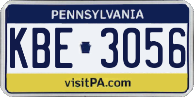 PA license plate KBE3056
