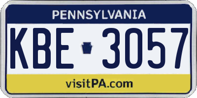 PA license plate KBE3057