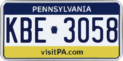PA license plate KBE3058
