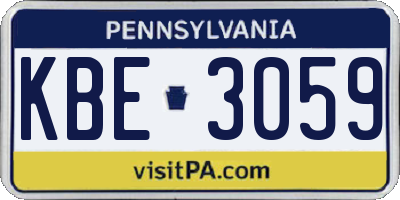 PA license plate KBE3059