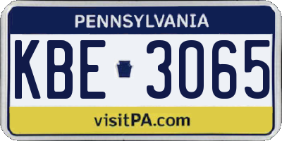 PA license plate KBE3065