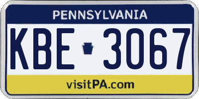 PA license plate KBE3067