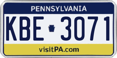 PA license plate KBE3071
