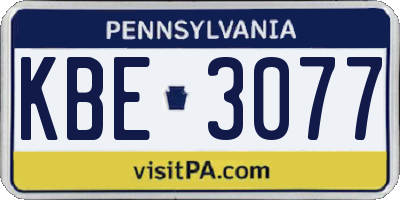 PA license plate KBE3077