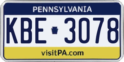 PA license plate KBE3078
