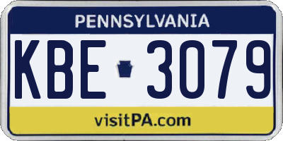 PA license plate KBE3079