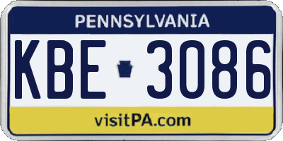 PA license plate KBE3086