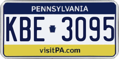 PA license plate KBE3095