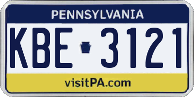 PA license plate KBE3121