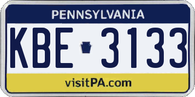 PA license plate KBE3133