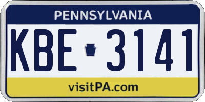 PA license plate KBE3141