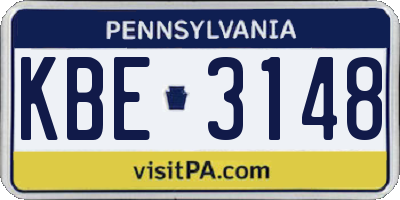 PA license plate KBE3148