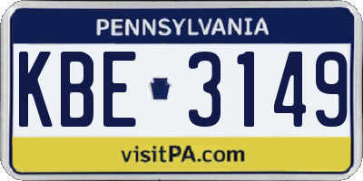 PA license plate KBE3149