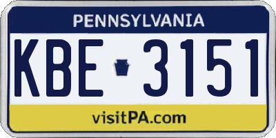 PA license plate KBE3151