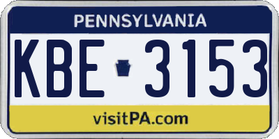 PA license plate KBE3153