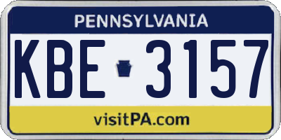 PA license plate KBE3157