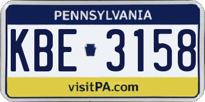 PA license plate KBE3158