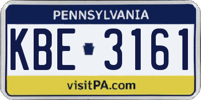 PA license plate KBE3161