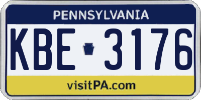 PA license plate KBE3176