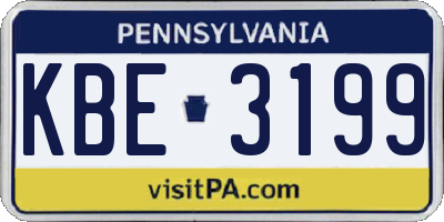 PA license plate KBE3199