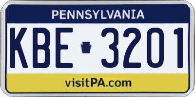PA license plate KBE3201