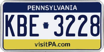 PA license plate KBE3228