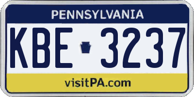 PA license plate KBE3237