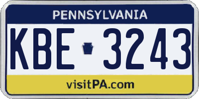PA license plate KBE3243