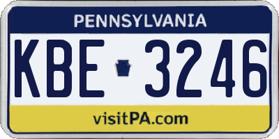 PA license plate KBE3246