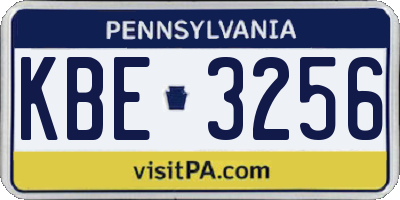 PA license plate KBE3256