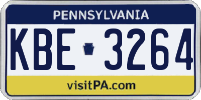 PA license plate KBE3264