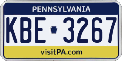 PA license plate KBE3267