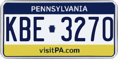 PA license plate KBE3270