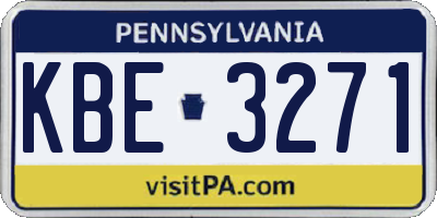 PA license plate KBE3271