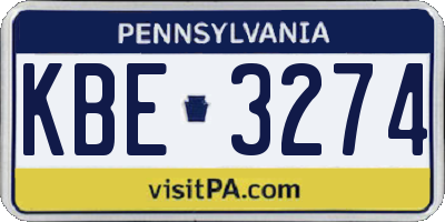 PA license plate KBE3274