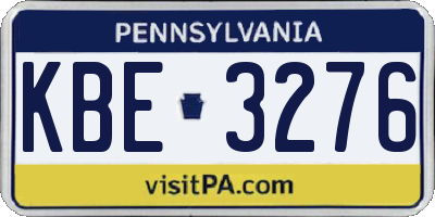 PA license plate KBE3276