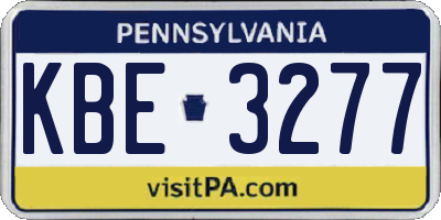 PA license plate KBE3277