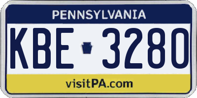 PA license plate KBE3280
