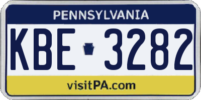 PA license plate KBE3282