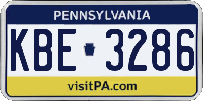 PA license plate KBE3286