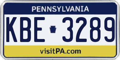 PA license plate KBE3289