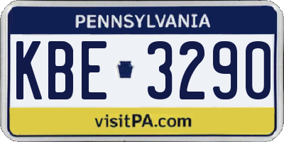 PA license plate KBE3290